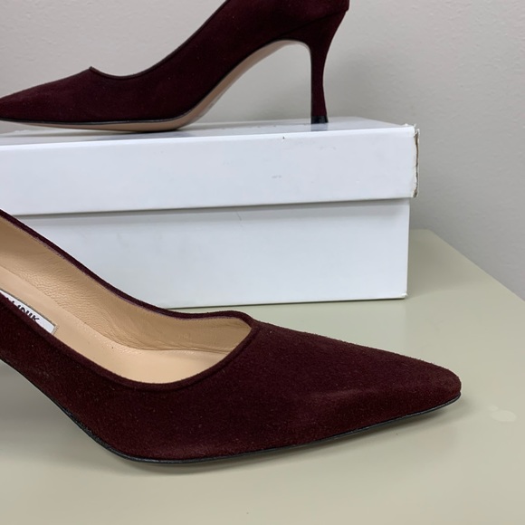 Manolo Blahnik BB Suede 70mm Pumps in Wine - Picture 2 of 8